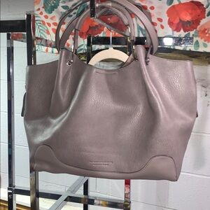 Sondra Roberts Squared Vegan Large Leather Shoulder Bag Tote